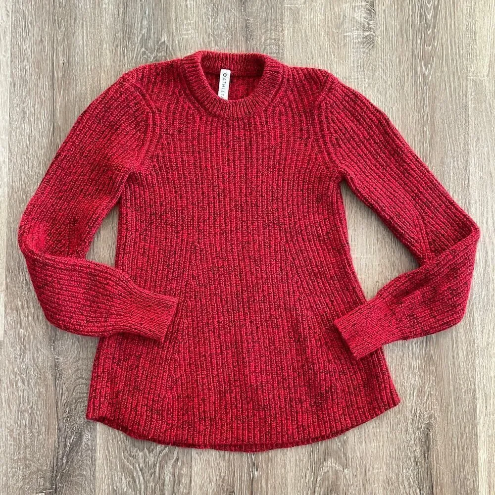 Athleta Sierra Crew Sweater Marled Candy Red - Size: XS